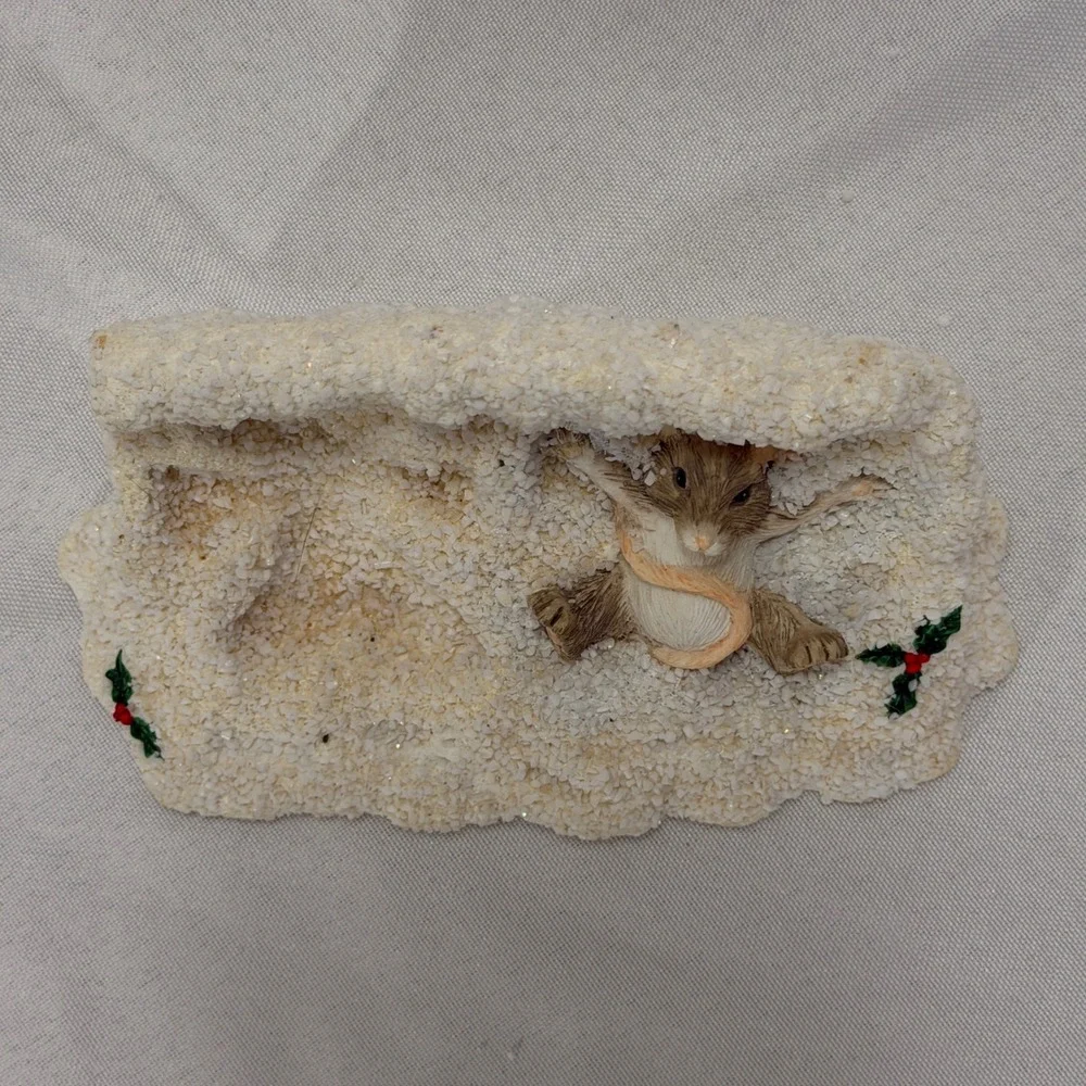 Vintage Silvestri Mouse Snow Figurine Christmas Winter Cottagecore Holiday Decor